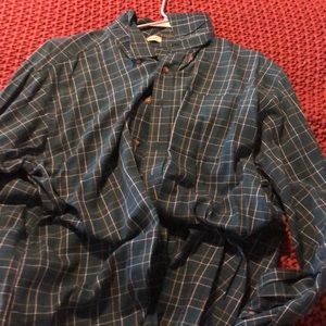 L.L. BEAN green plaid button down size xl